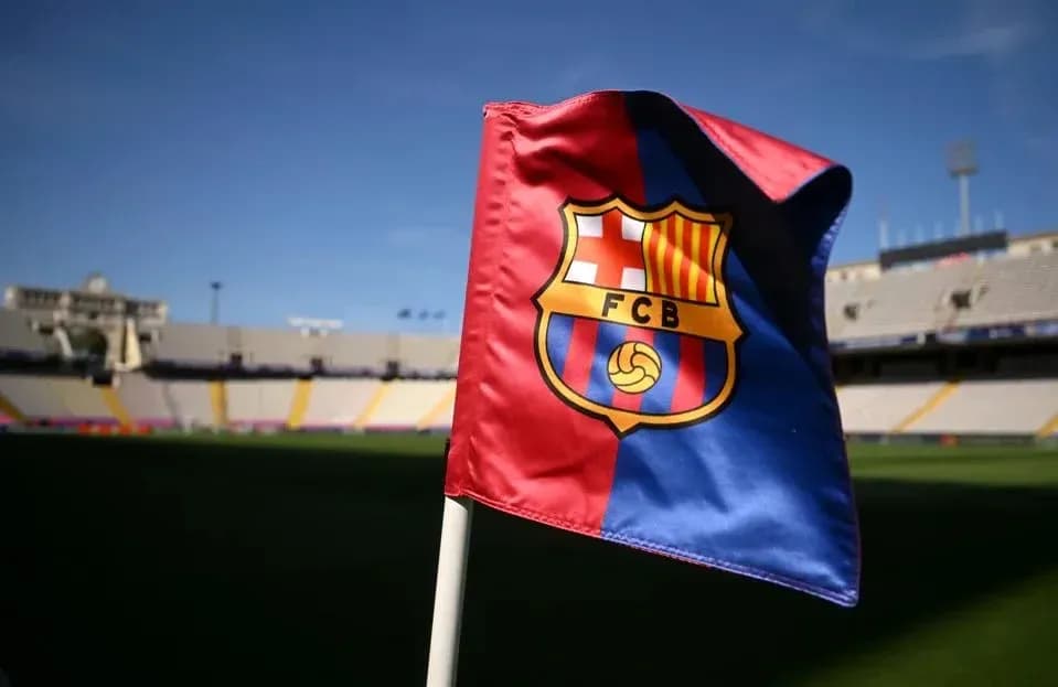 Bandera del FC Barcelona en el estadio Bandera del FC Barcelona en el estadio