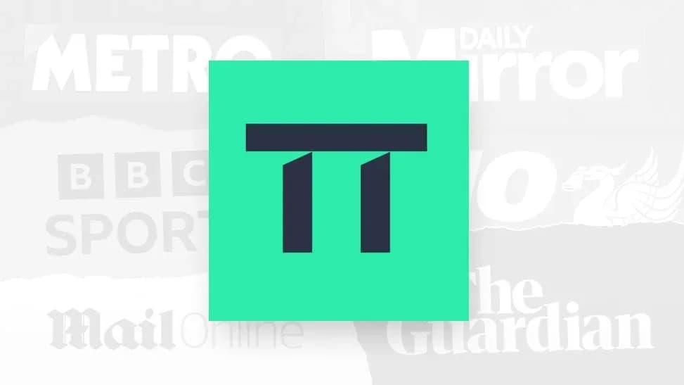 Logo de medio de comunicación sobre fondo de noticias Logo de medio de comunicación sobre fondo de noticias