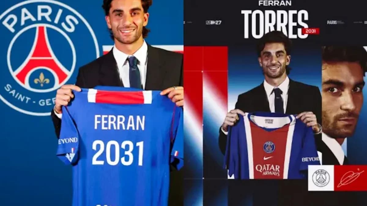 Ferran Torres presenta camiseta del PSG en anuncio Ferran Torres presenta camiseta del PSG en anuncio
