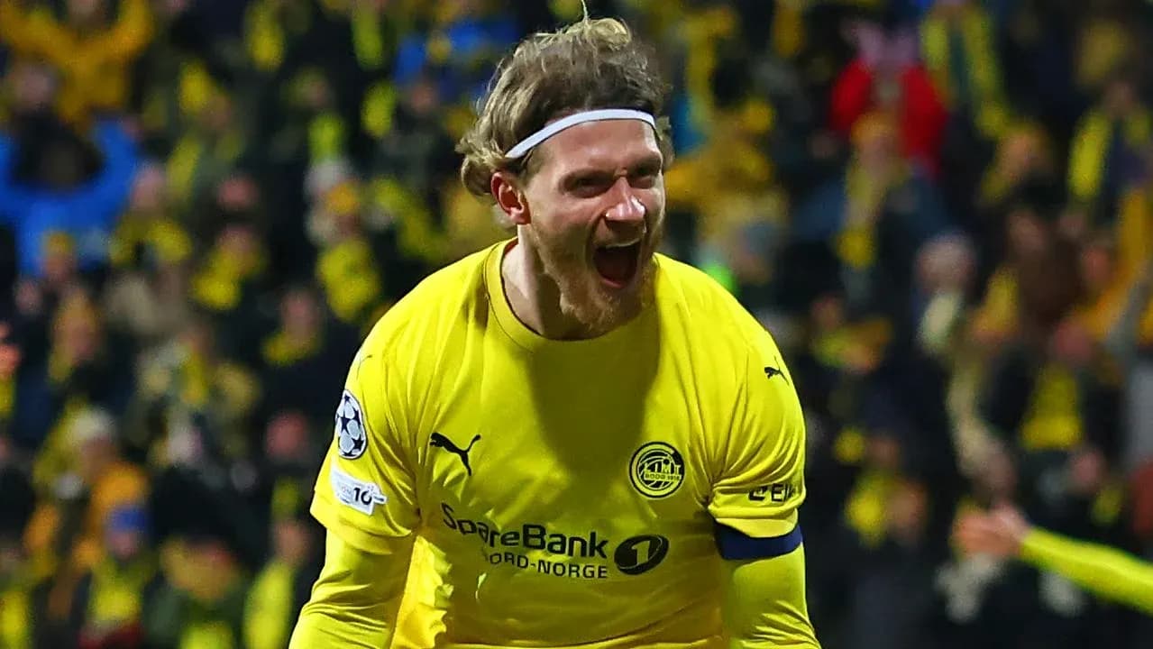 Jugador de Bodo/Glimt celebrando un gol Jugador de Bodo/Glimt celebrando un gol