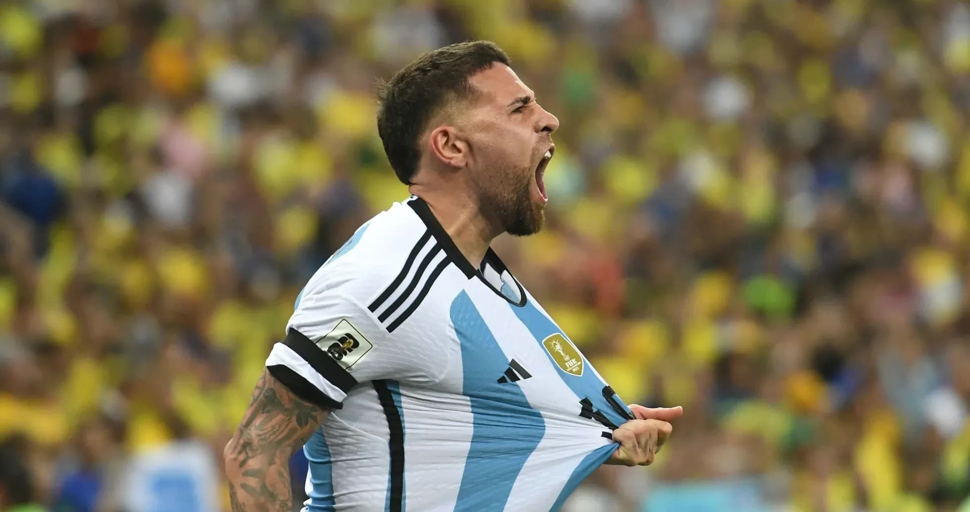 Jugador argentino celebrando en el partido Jugador argentino celebrando en el partido