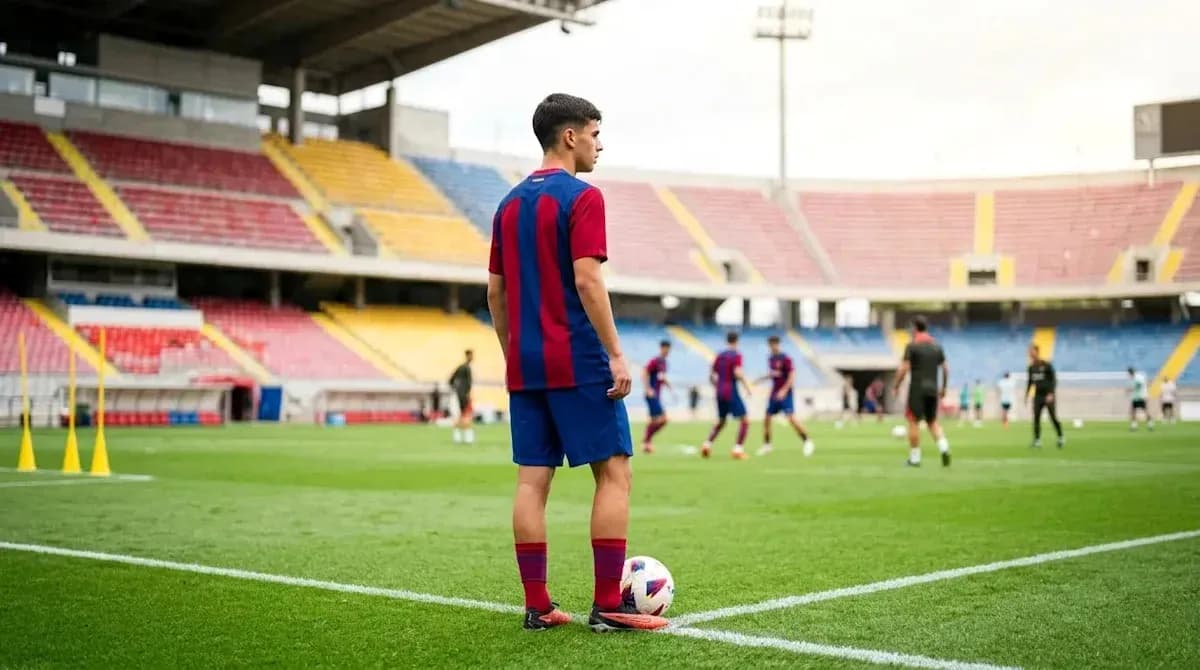 Jugador de Barcelona en entrenamiento en el estadio Jugador de Barcelona en entrenamiento en el estadio