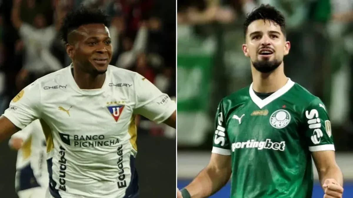 Jugadores de LDU y Palmeiras durante el partido Jugadores de LDU y Palmeiras durante el partido