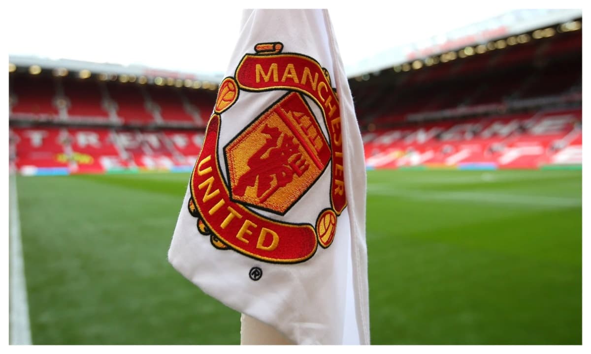 Bandera de esquina con escudo de Manchester United Bandera de esquina con escudo de Manchester United