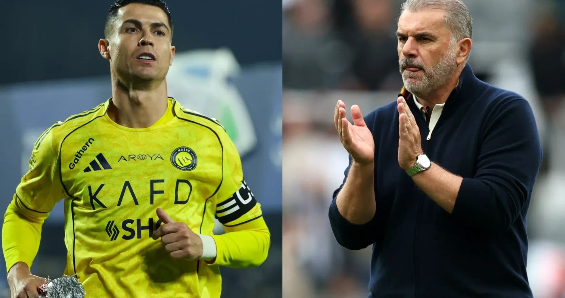 Cristiano Ronaldo y entrenador aplaudiendo en partido Cristiano Ronaldo y entrenador aplaudiendo en partido