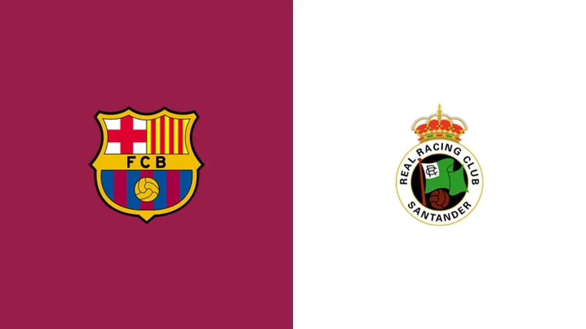 Logos de FC Barcelona y Real Racing Club Logos de FC Barcelona y Real Racing Club