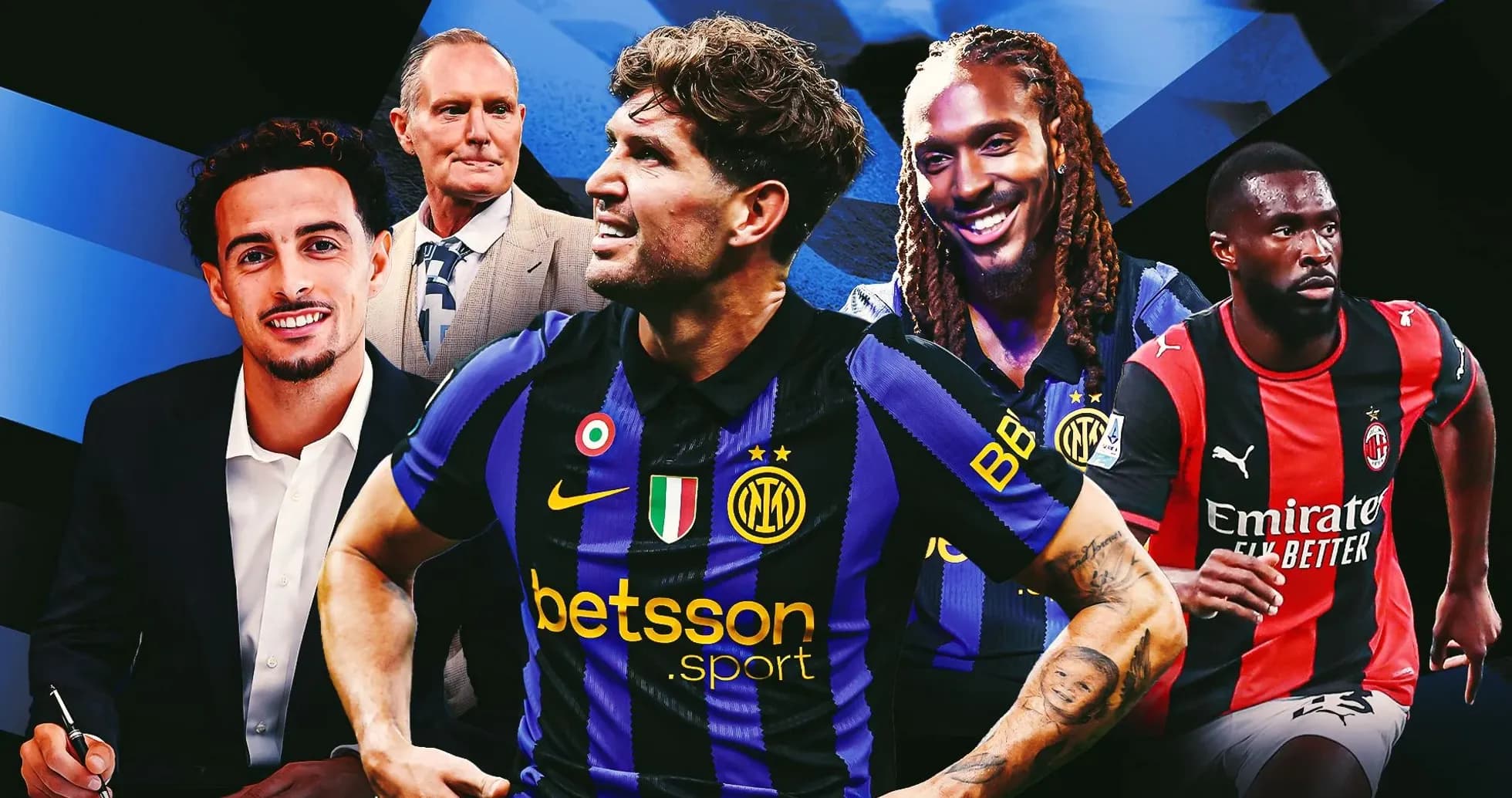 Jugadores de Inter y AC Milan en collage Jugadores de Inter y AC Milan en collage
