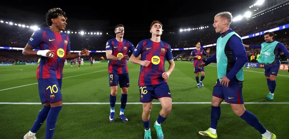 Jugadores del Barcelona celebrando un gol Jugadores del Barcelona celebrando un gol