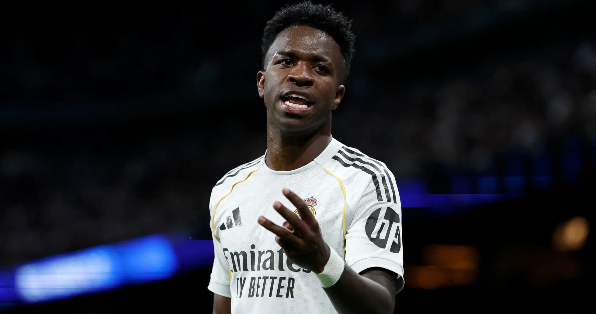 Vinícius Jr. gesturing during a match Vinícius Jr. gesturing during a match