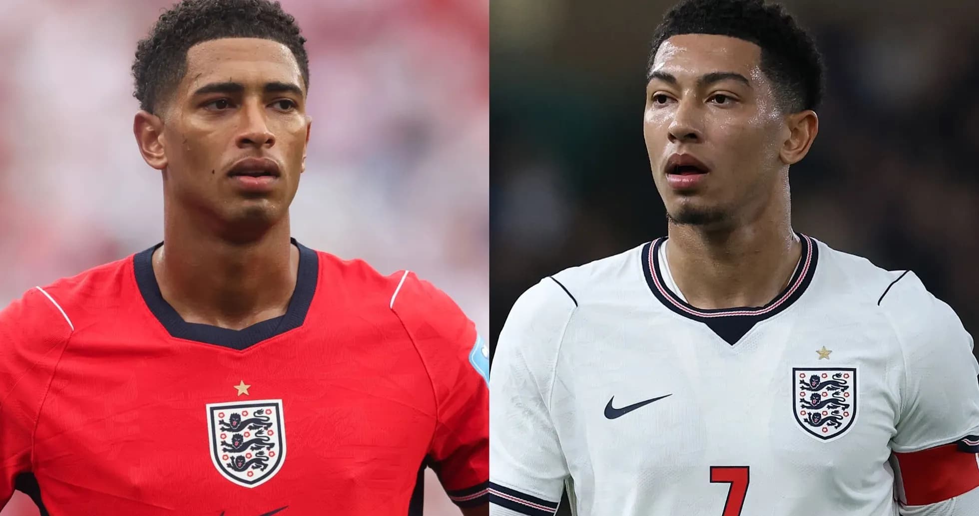 Dos jugadores de Inglaterra en sus camisetas de selección Dos jugadores de Inglaterra en sus camisetas de selección