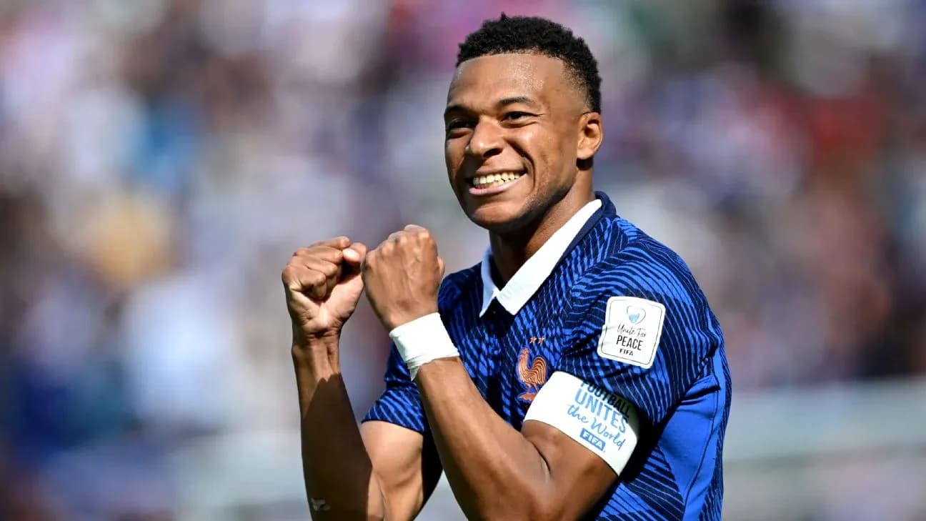 Kylian Mbappé celebrando un gol en el partido Kylian Mbappé celebrando un gol en el partido