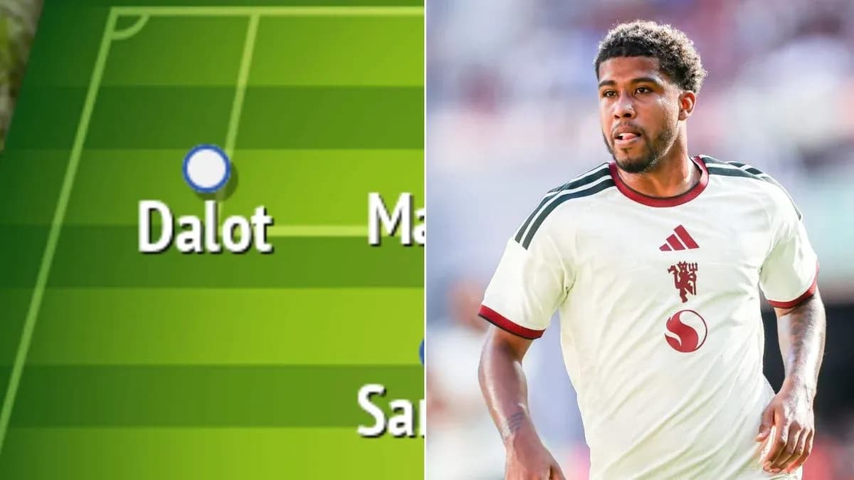 Formación con Dalot y jugador en camiseta blanca Formación con Dalot y jugador en camiseta blanca