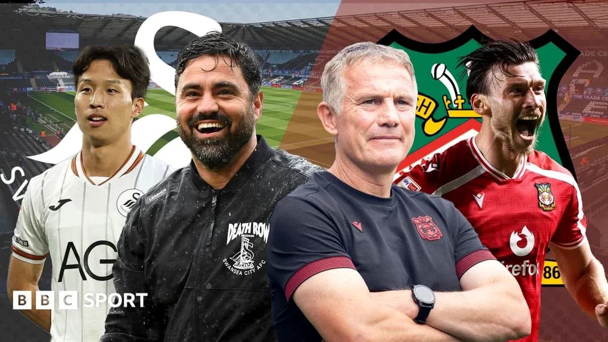 Jugadores y entrenadores de Swansea y Wrexham Jugadores y entrenadores de Swansea y Wrexham