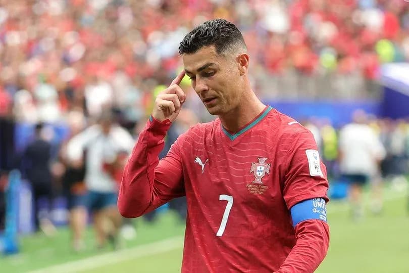 Cristiano Ronaldo gesturing during a match Cristiano Ronaldo gesturing during a match