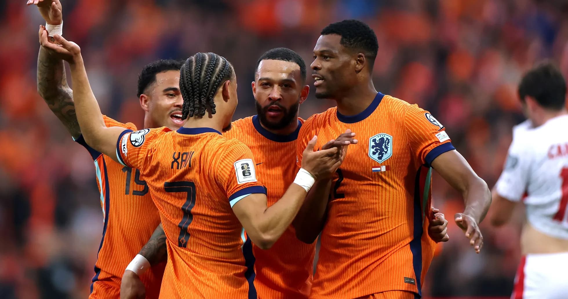 Jugadores de los Países Bajos celebrando un gol Jugadores de los Países Bajos celebrando un gol