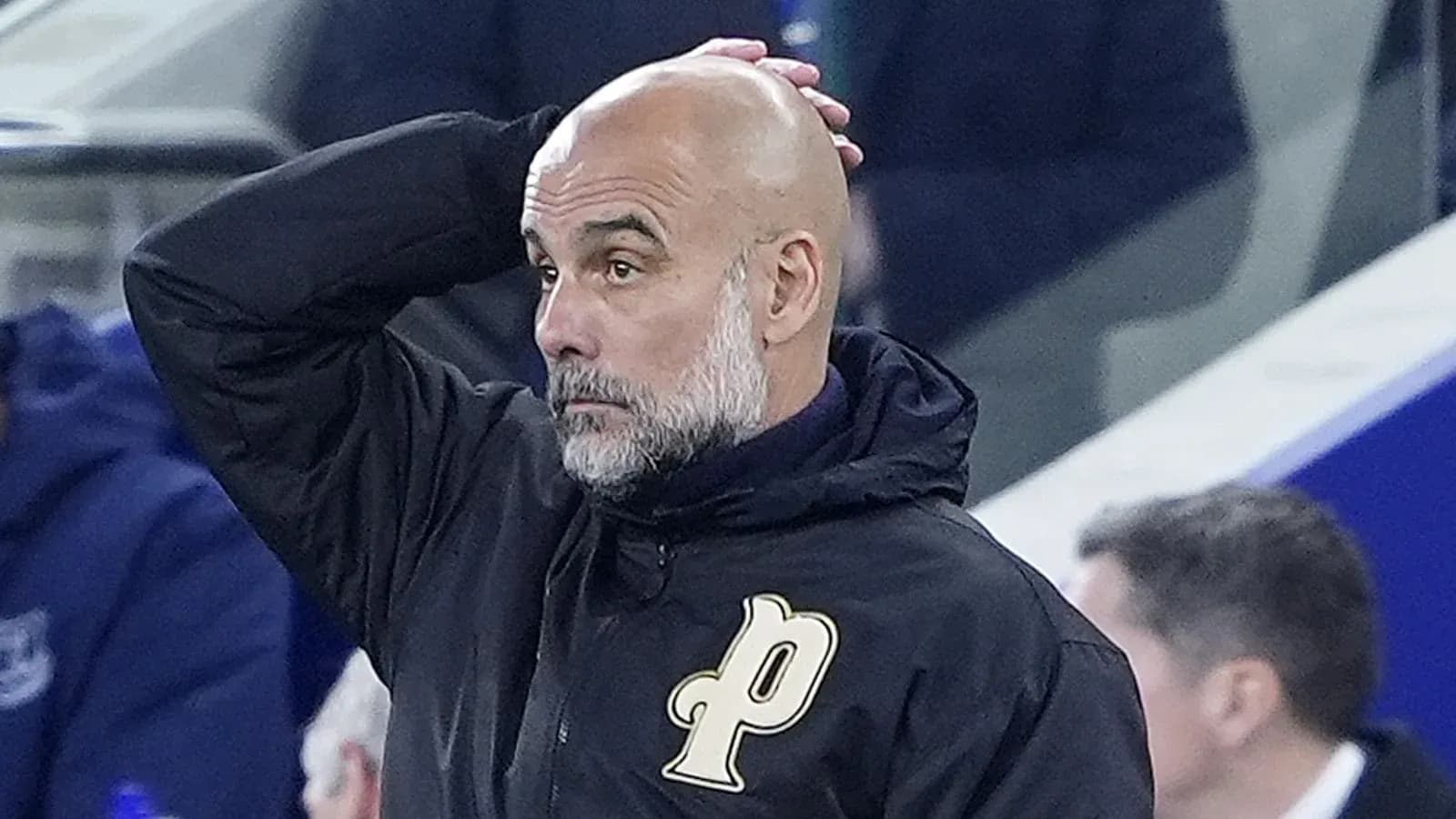 Entrenador con mano en la cabeza durante el partido Entrenador con mano en la cabeza durante el partido
