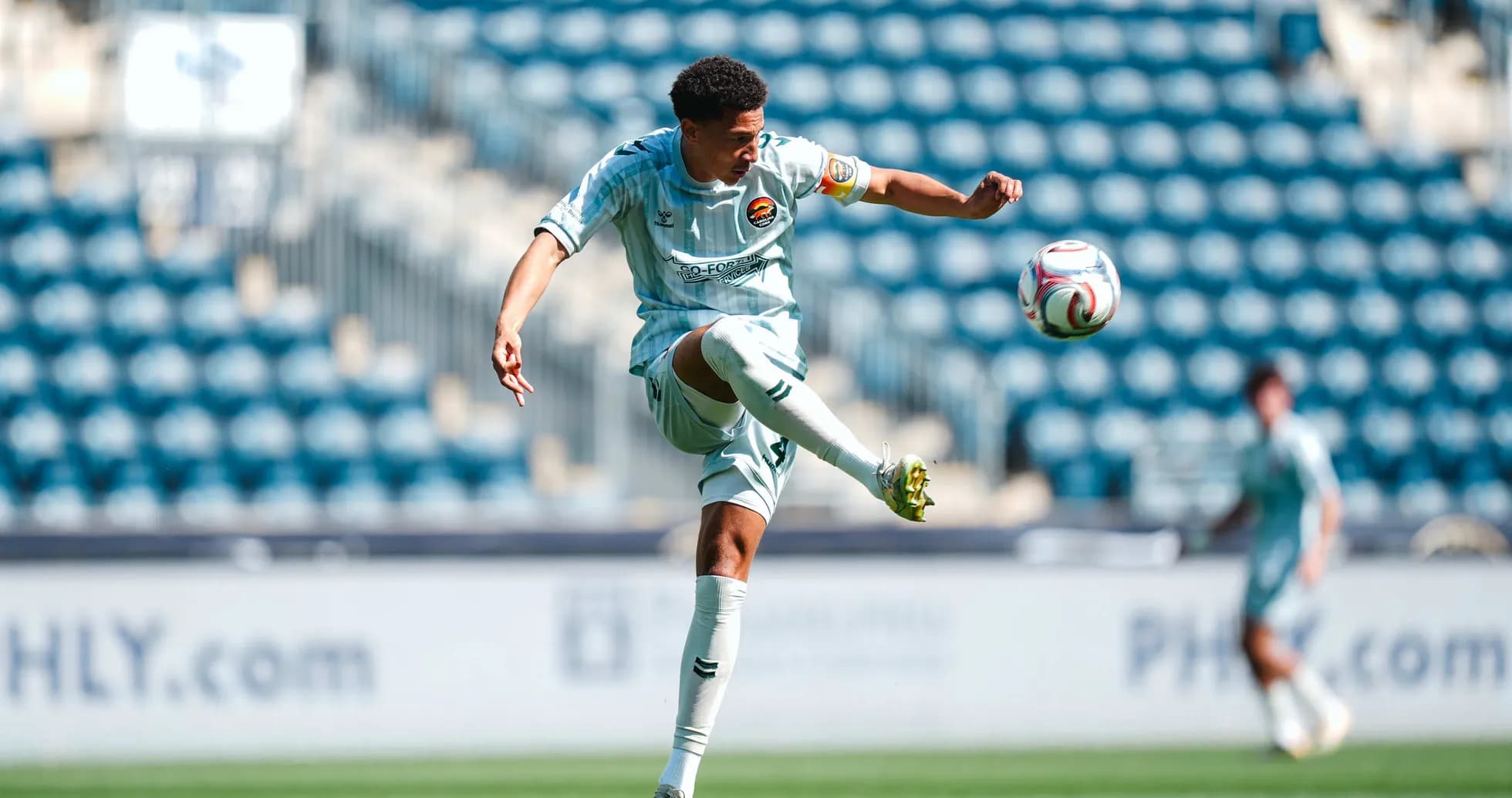 Jugador de Philadelphia Union II en acción Jugador de Philadelphia Union II en acción