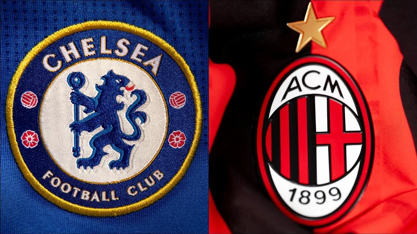 Logos de Chelsea y AC Milan en camisetas Logos de Chelsea y AC Milan en camisetas