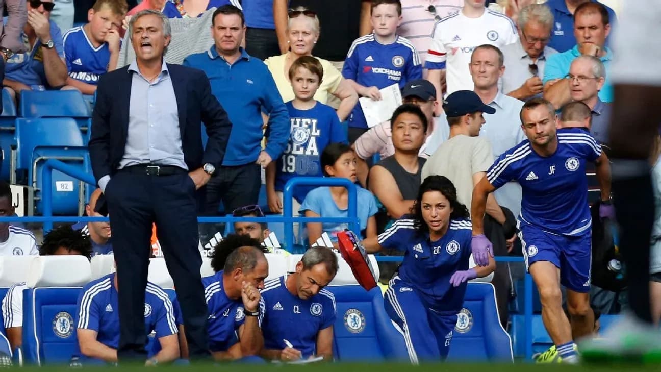 Entrenador y cuerpo técnico de Chelsea en el banquillo Entrenador y cuerpo técnico de Chelsea en el banquillo