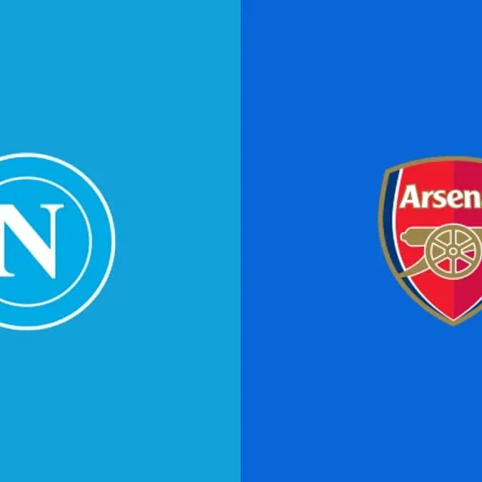 Logos de Napoli y Arsenal sobre fondo azul Logos de Napoli y Arsenal sobre fondo azul