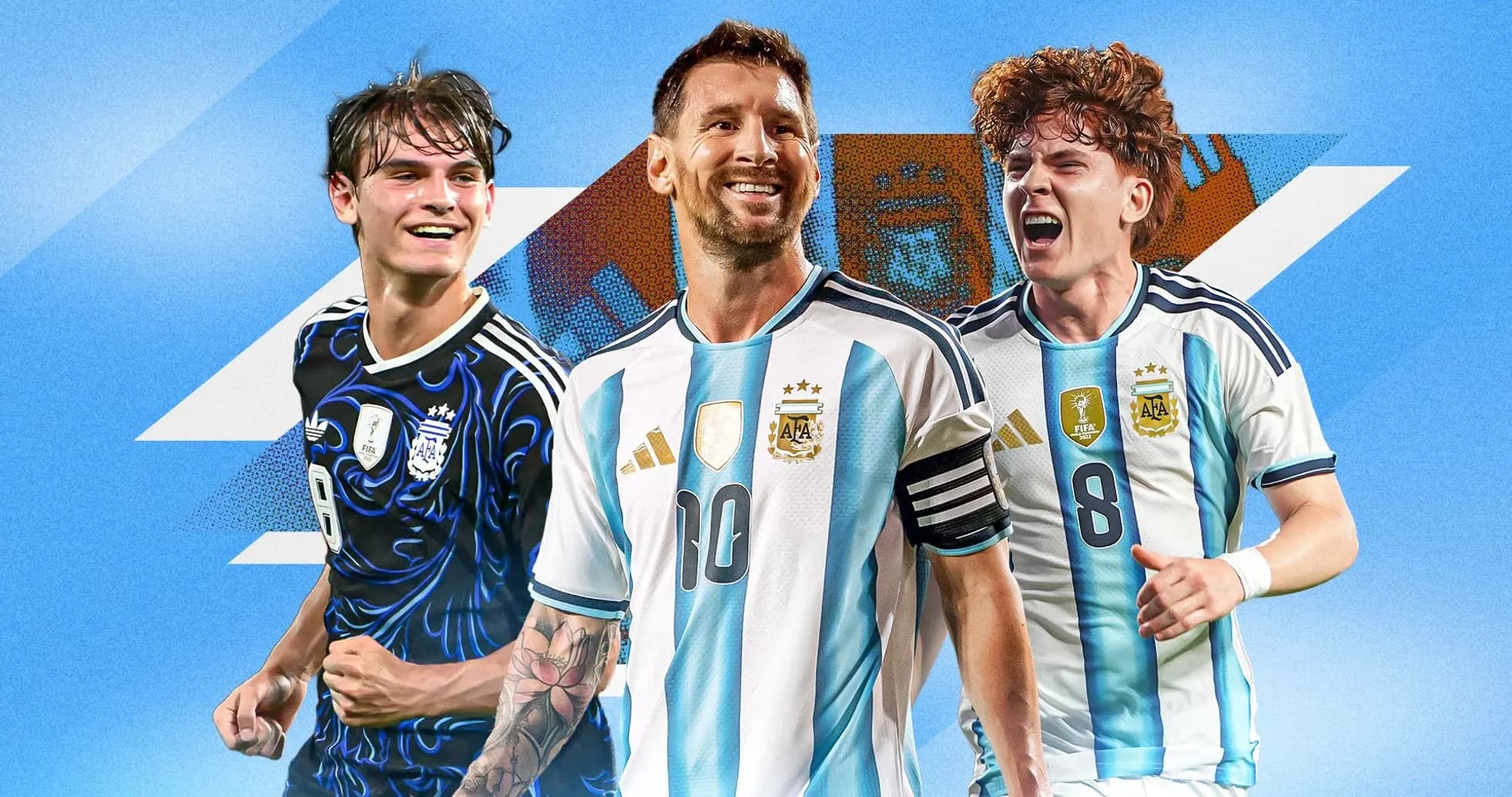 Jugadores de Argentina posando en uniforme de fútbol Jugadores de Argentina posando en uniforme de fútbol