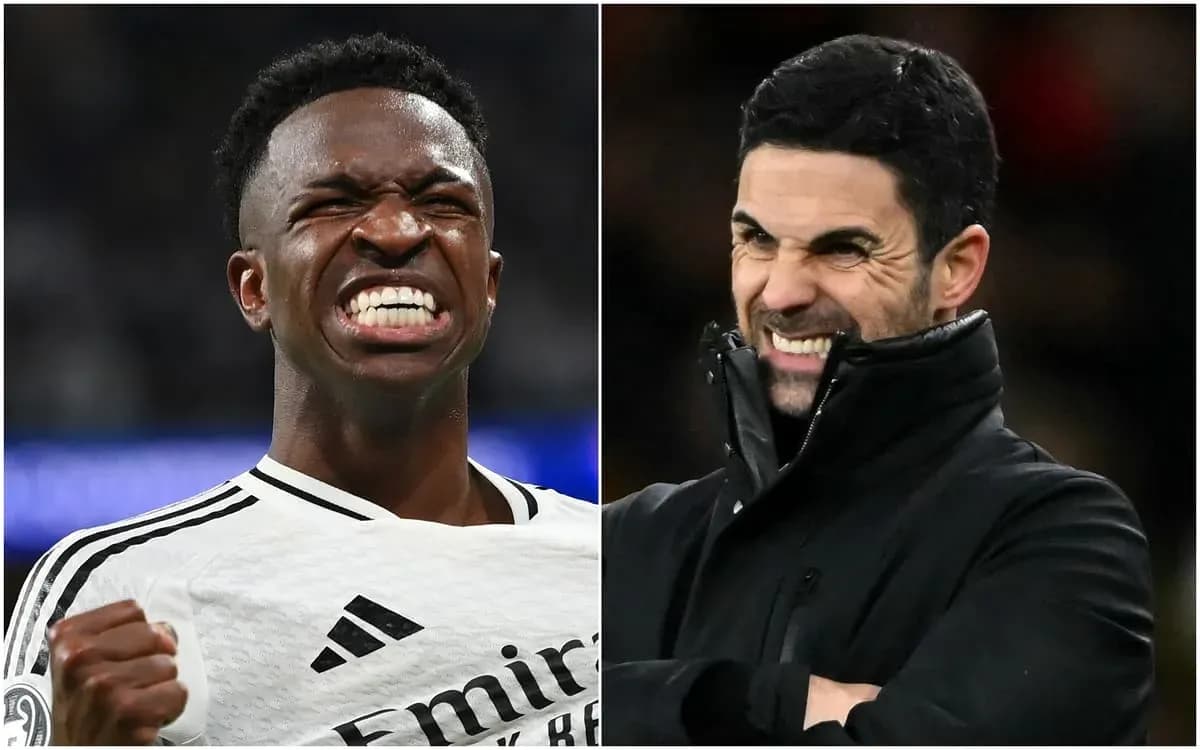 Vinícius Júnior y Mikel Arteta mostrando emociones intensas Vinícius Júnior y Mikel Arteta mostrando emociones intensas